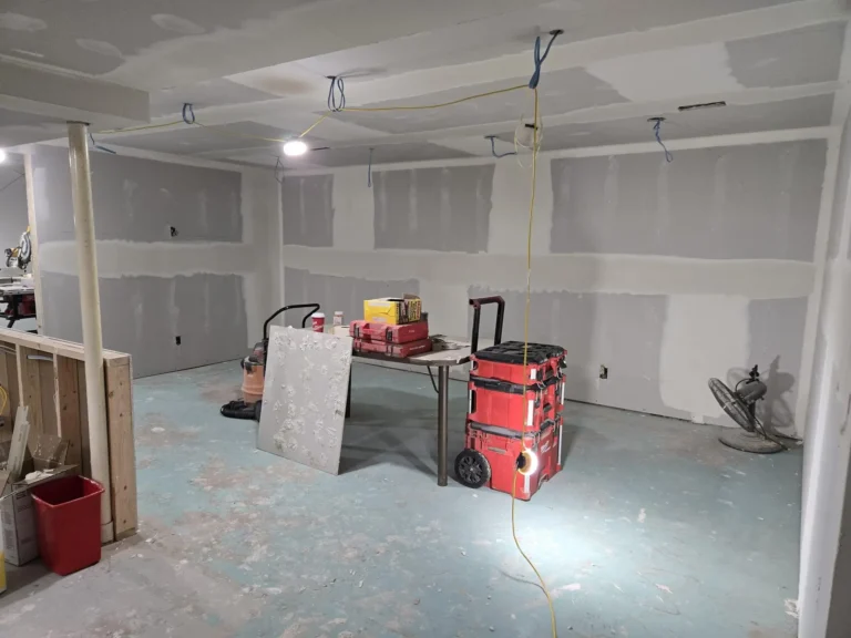 Basement drywall boarded and finished by Emplastrum Drywall in Calgary